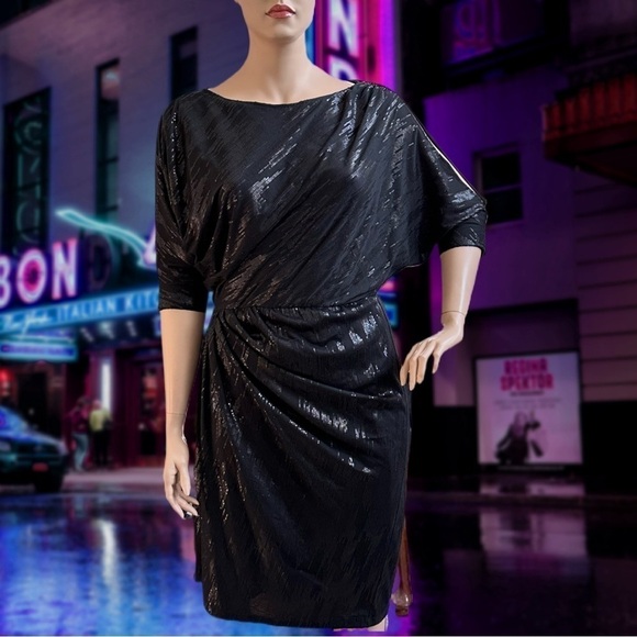 Igigi Designer Special Occasion Dress Size 14/16 Black Shimmer Mid-Length NWT - Picture 5 of 16